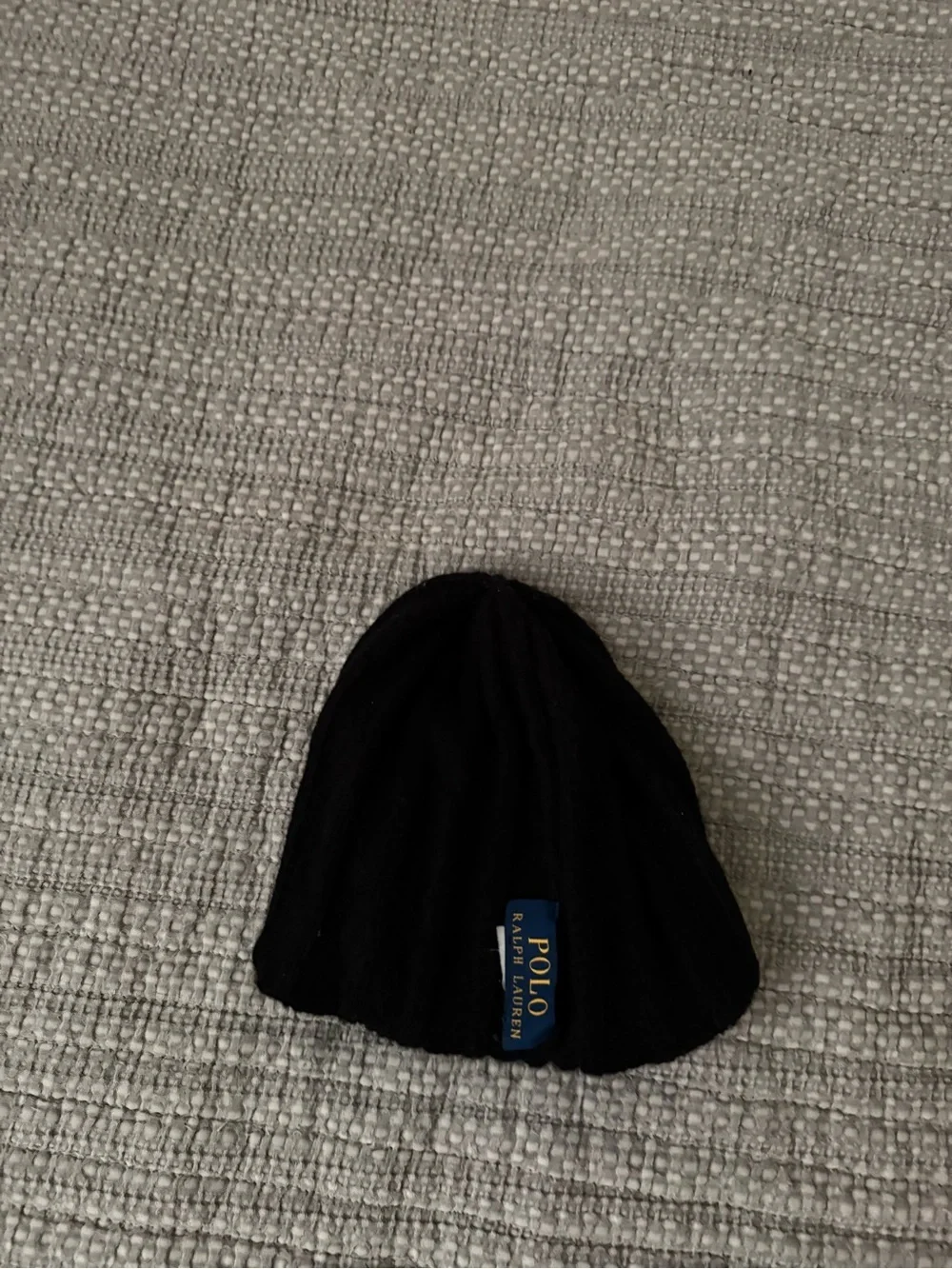 Polo by Ralph Lauren Black Ribbed Knit Beanie with Red Pony